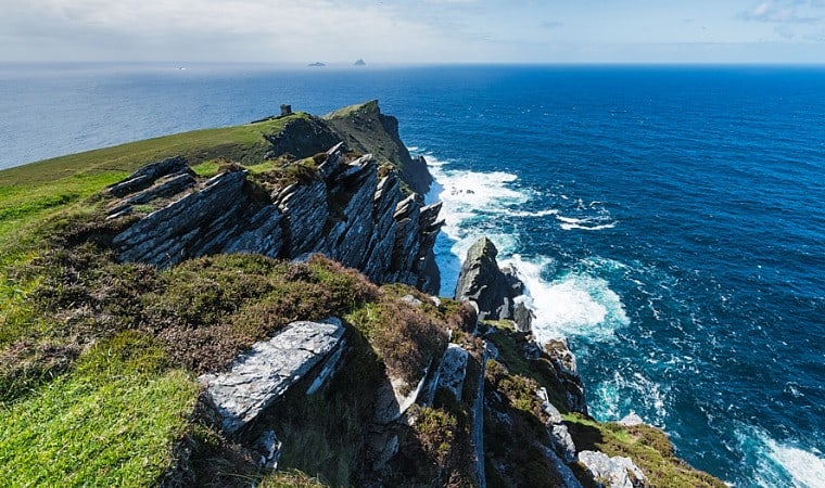 The rugged, dramatic coastline of the Wild Atlantic Coast in Ireland
